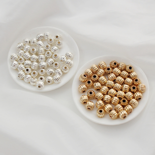 银/14K包金保色切面南瓜散珠串珠/转运珠项链手链diy手工饰品镀金