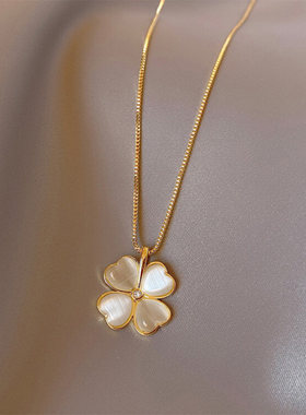 日韩风四叶草金色锁骨链