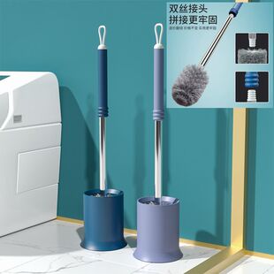 马桶刷子带底座套装家用卫生间厕所刷长柄不锈钢杆清洁无死角圆形