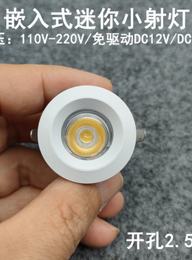 220V12V24V伏LED迷你小射灯1W3瓦开孔25mm嵌入式酒柜展示柜牛眼灯