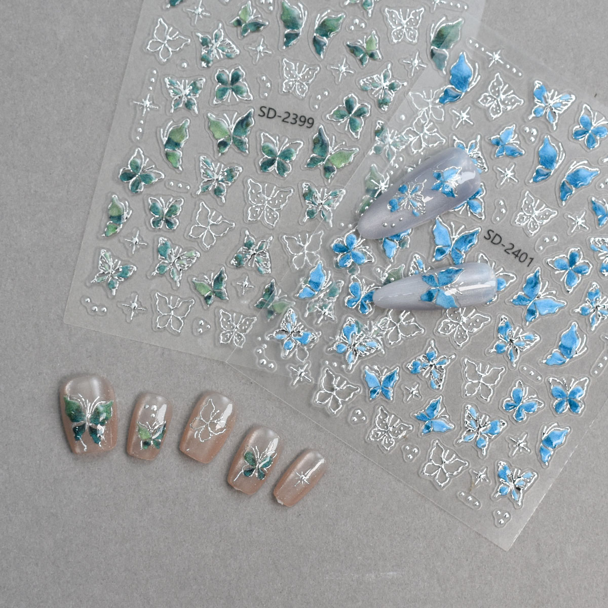 网红美甲贴纸纯欲风贝壳光果冻蝴蝶贴纸秋冬小清新款指甲装饰贴花