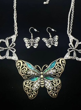 中青饰品蝴蝶项链女ins潮小众简约个性潮人港风复古项链C67现货