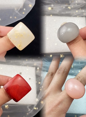 开口弹力树脂戒指百搭滴釉日常