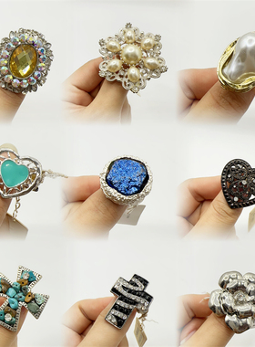 女合金欧美夸张弹力戒指