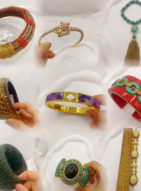 耳边铛设计师珐琅夸张宽边黑金色手镯白色高级感复古金属镯子S16