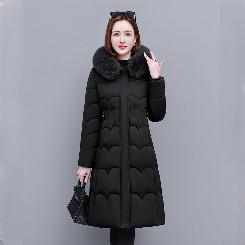 2025长款过膝棉衣女冬装大码韩版修身显瘦羽绒棉服加厚棉袄外套潮