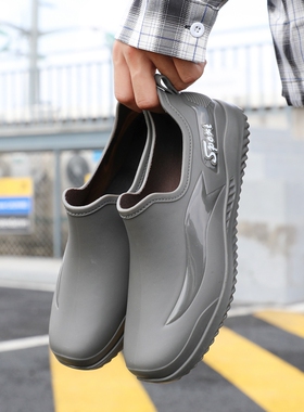 低帮雨鞋时尚男士防滑防水雨靴户外厨房工作钓鱼胶鞋平底耐磨水靴