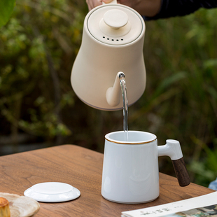 茶水分离杯子泡茶杯中式 陶瓷马克杯带盖过滤办公室大容量定制logo