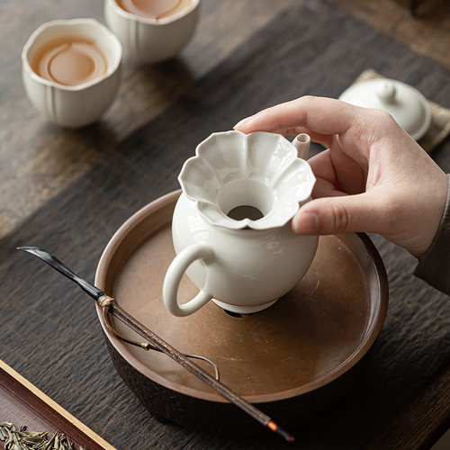 三点水草木灰投茶器茶叶漏斗