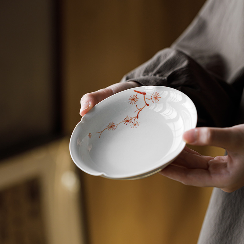 三点水草木灰陶瓷壶承干泡小茶台