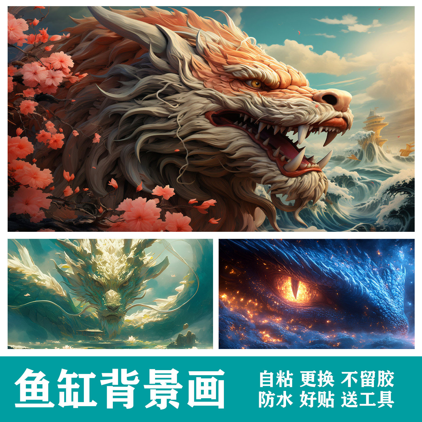 定制鱼缸背景画贴纸贴画壁纸墙贴水族箱龙猛兽造景装饰新款贴膜画,家居饰品,玻璃膜/贴,淘宝优惠券,粉丝福利购,淘宝优惠卷