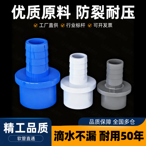 PVC软管接头白灰蓝宝塔外丝直通