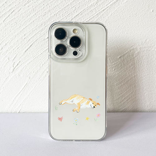 手绘黄狗适用苹果18promax手机壳iPhone16小米17/k70华为nova14/pura70透明VIVOx200可爱OPPOFindX9一加15/13