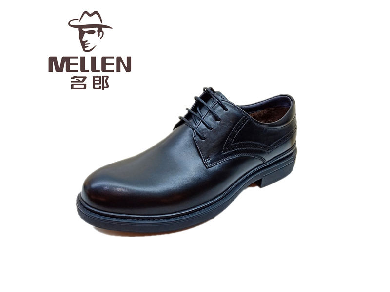 名郎头层牛皮加绒商务风正装男鞋