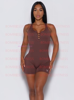 Bombshell 纯色系带性感美背显瘦蜜桃臀健身瑜伽短款小连体套装女