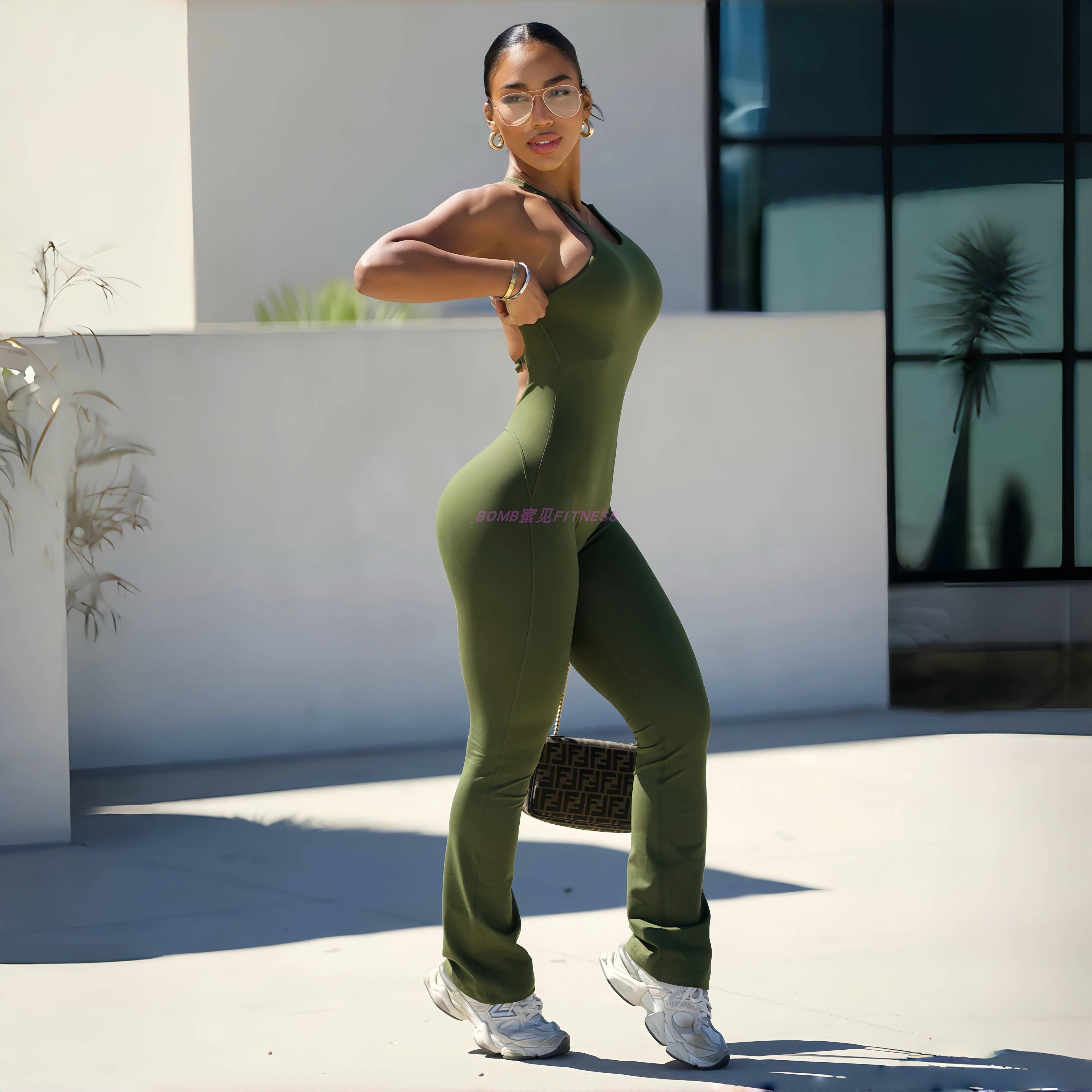 BOMBSHELL软糯健身宽腿裤连体衣