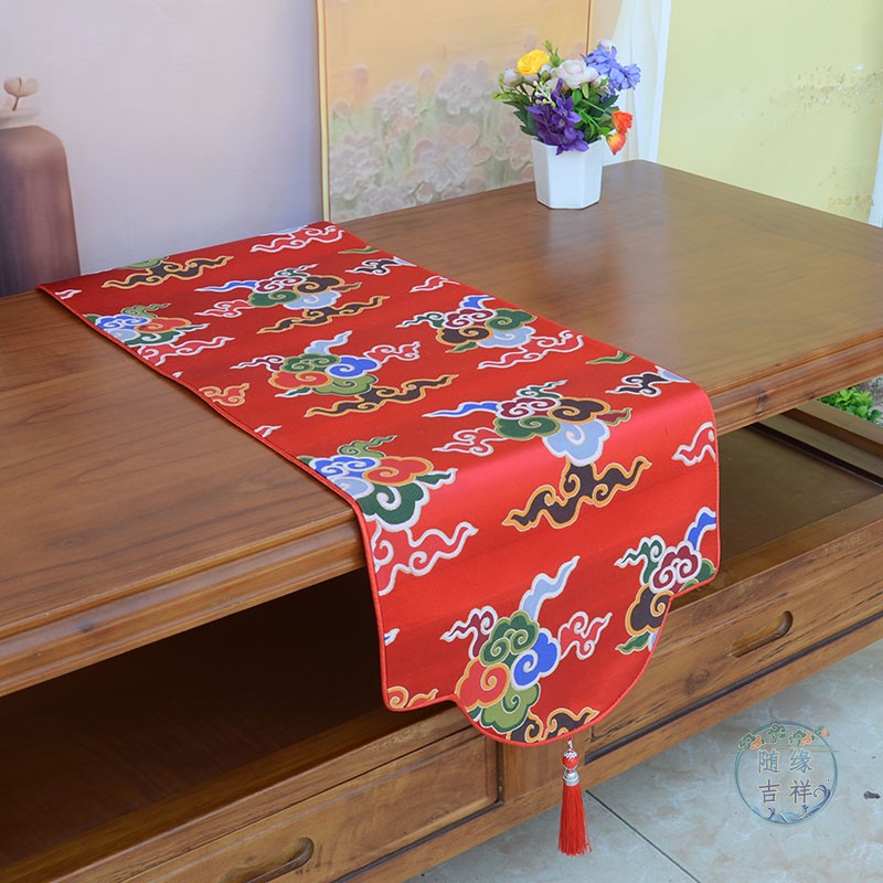 藏式红色祥云佛台装饰桌布桌旗