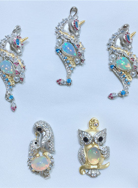 夏季新款天然欧珀吊坠欧泊925银