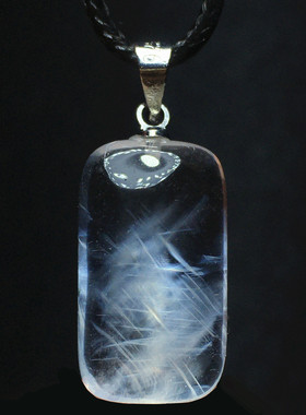 天然蓝针水晶挂件无事牌吊坠