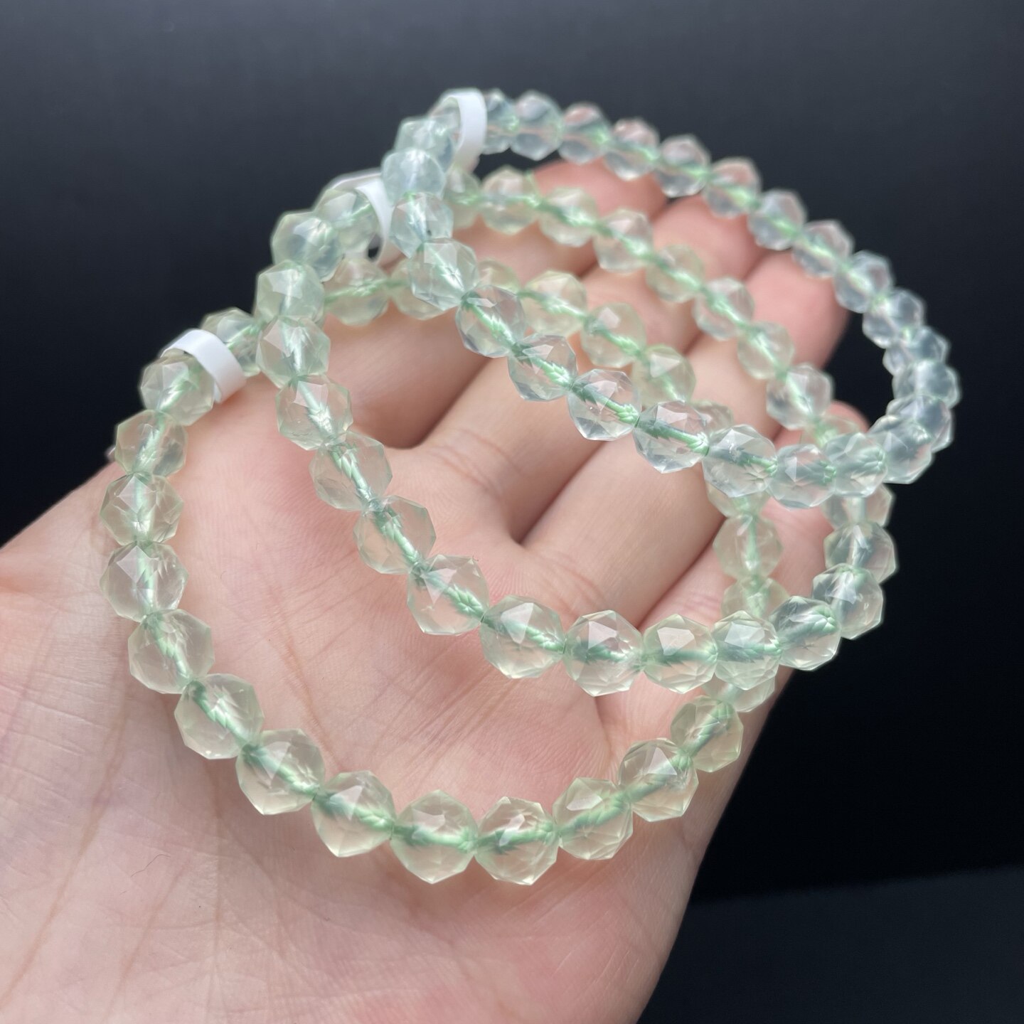 天然葡萄石钻石切面手链单圈刻面水晶手串绿色清新简约女时尚礼物