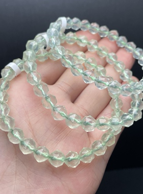 天然葡萄石钻石切面手链单圈刻面水晶手串绿色清新简约女时尚礼物