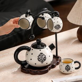 客厅家用待客花茶壶茶杯中古风乔迁送礼杯具茶具 轻奢高档水具套装