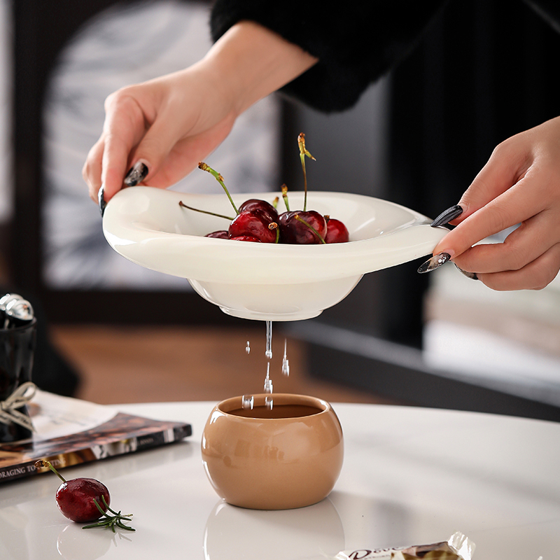 中古风陶瓷果盘可沥水