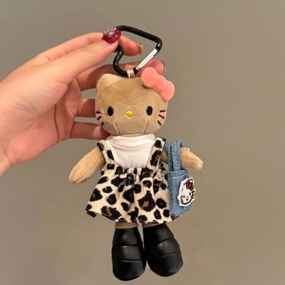 豹纹辣妹长腿kitty毛绒公仔挂件包包可爱卡通玩偶钥匙扣礼物挂饰