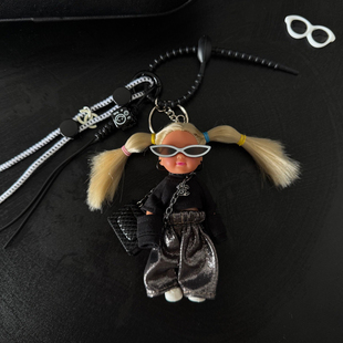 新款双马尾丸子头芭比公主洋娃娃套装换装车钥匙扣包包挂件