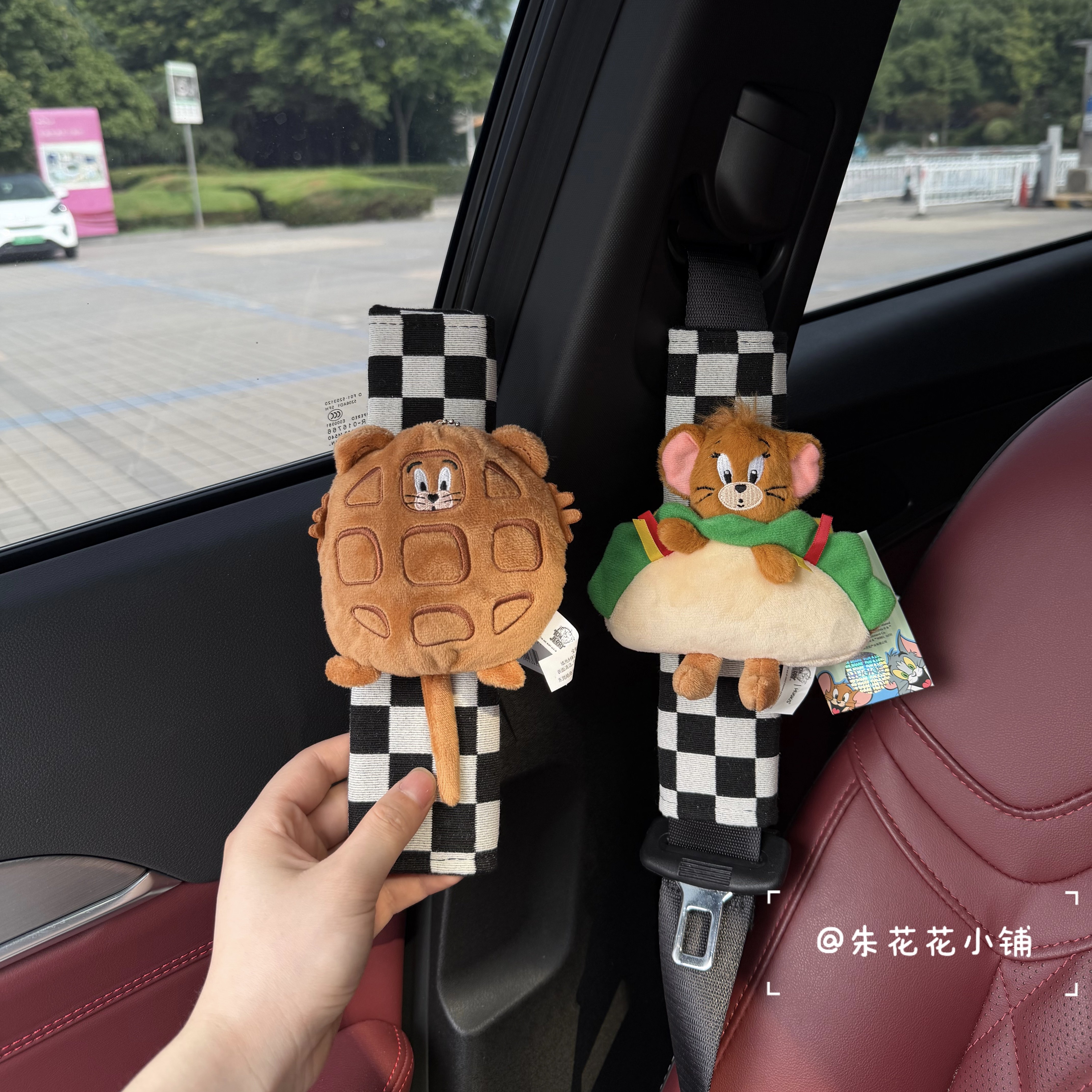 华夫饼猫和老鼠安全带护肩套车内好物可爱创意装饰品情侣新车礼物