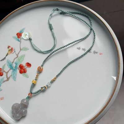 纯手工编织古风女项链绳锁骨链吊坠绳可搭和田玉翡翠佛平安扣轻奢