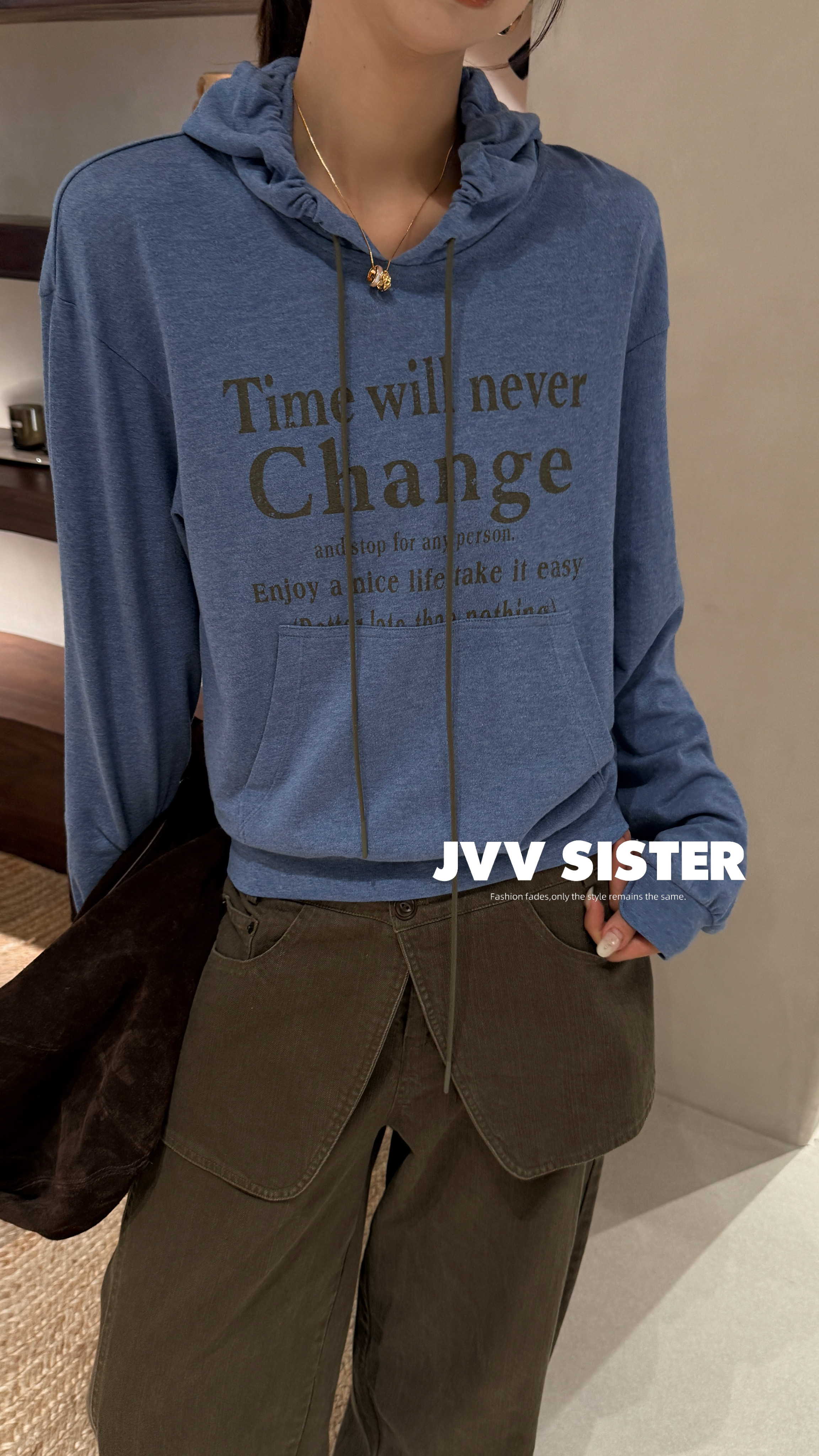 JVVSISTER美式复古宽松休闲百搭上衣女2026秋冬新款上衣卫衣01281