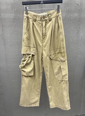 欧洲站bobo1972早春季新款工装裤女大口袋阔腿裤宽松雅痞感