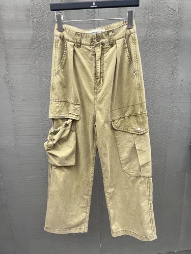 欧洲站bobo1972早春季新款工装裤女大口袋阔腿裤宽松雅痞感