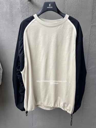 欧货bobo1972春季新款韩版拼色插肩袖T恤宽松显瘦慵懒风休闲上衣