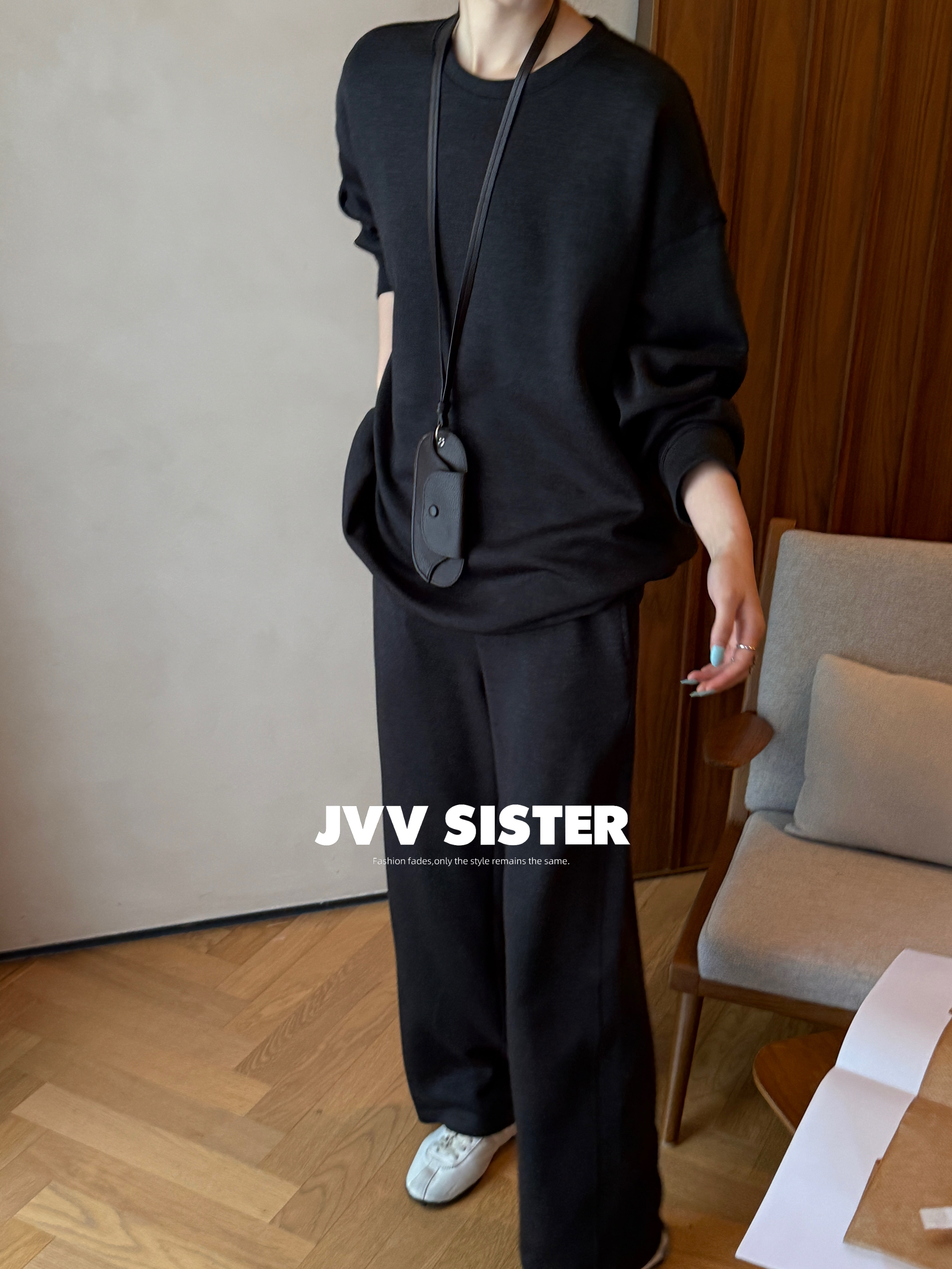 JVVSISTER秋冬新款韩版宽松休闲百搭显瘦运动卫衣女+裤子套装女
