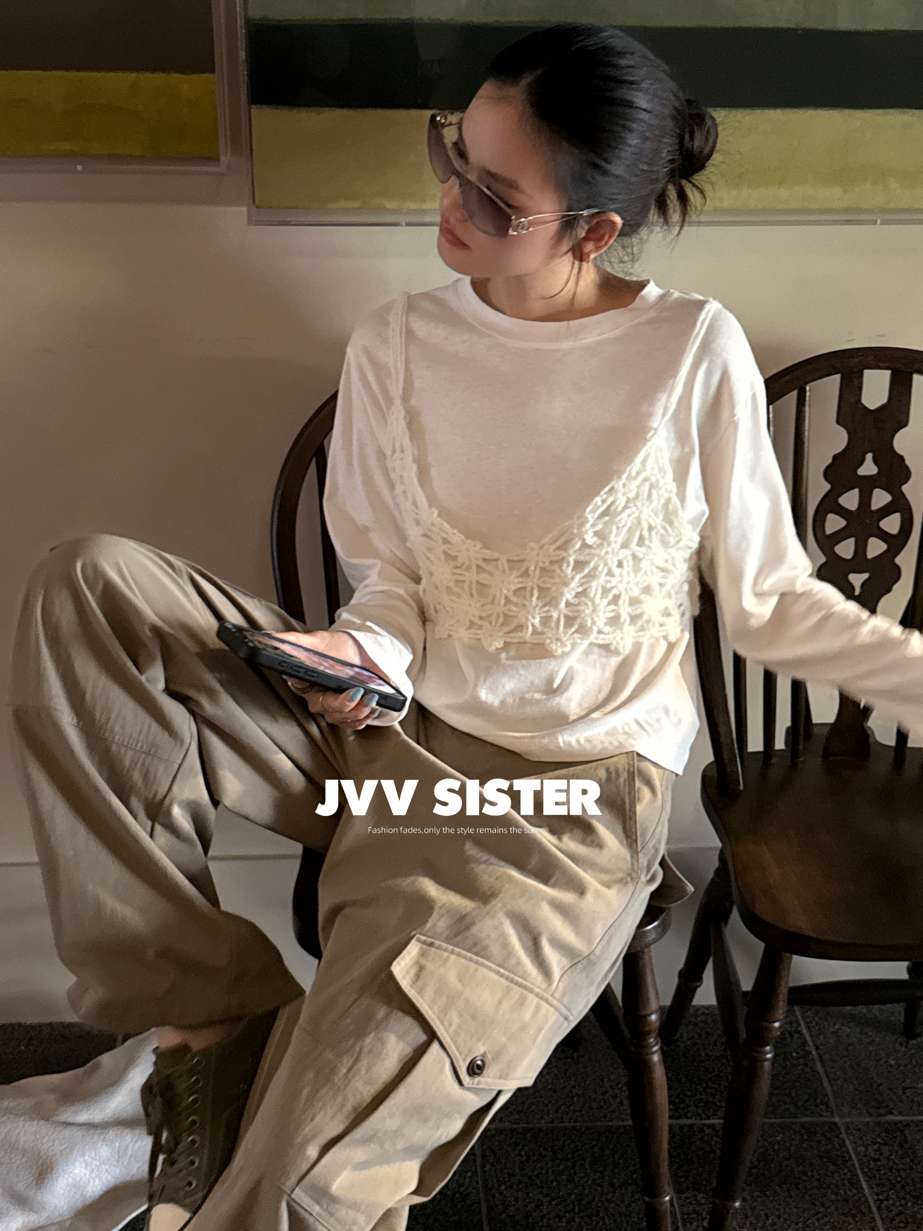 jvvsister韩版宽松休闲显瘦蕾丝上衣女2026秋冬新款上衣女01211