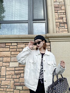 白色牛仔外套女春季新款复古韩版宽松百搭显瘦港味短款夹克潮