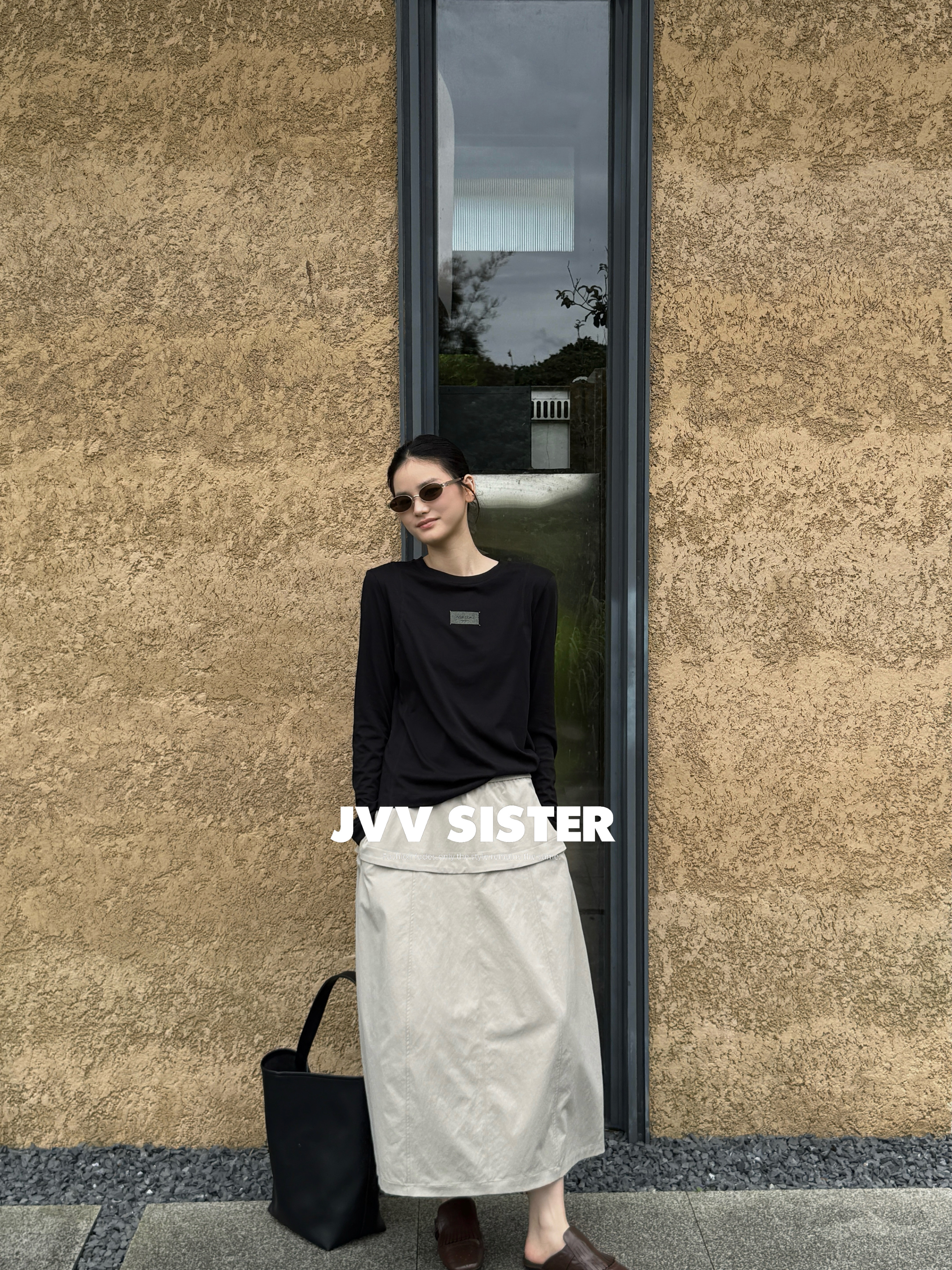 JVVSISTER韩版宽松休闲百搭圆领长袖T恤女2026秋冬新款打底上衣