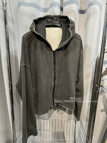 bobo1972深灰色连帽卫衣女早秋新款高级感美式慵懒宽松休闲外套