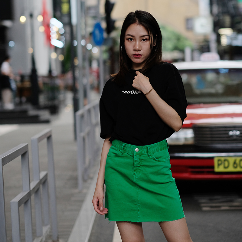 特价清仓高腰牛仔短裙女夏半身弹力包臀新潮韩版糖果绿色毛边显瘦