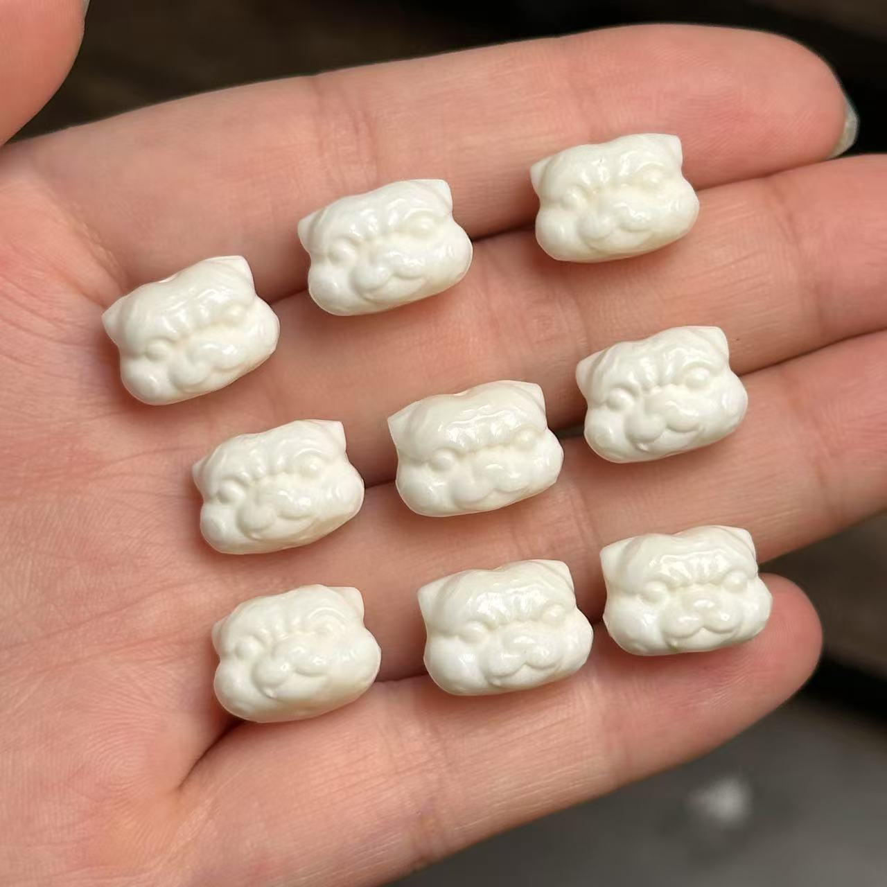 高瓷鹿角根付小老虎头diy配件手工编织手绳项链文玩佛珠手串