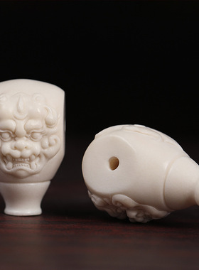 鹿角根付 貔貅三通佛头DIY手串项链材料菩提金刚配饰文玩雕刻