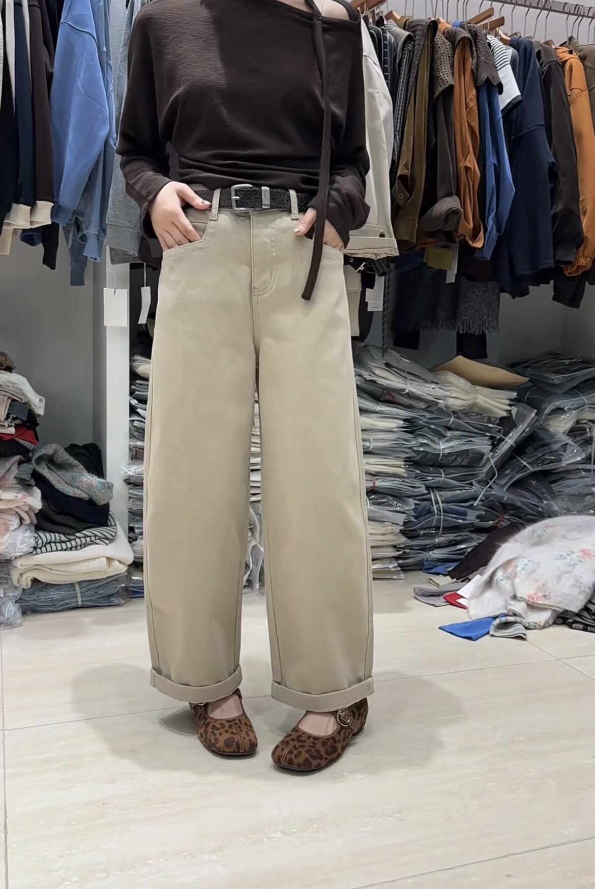 欧货8912正品高腰牛仔裤女2026秋季新品宽松显瘦九分直筒哈伦裤潮