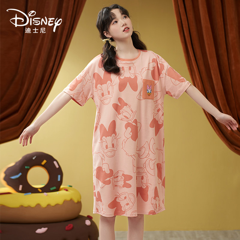 Disney/迪士尼夏季新款少女套头中长睡裙舒适宽松休闲家居服0019