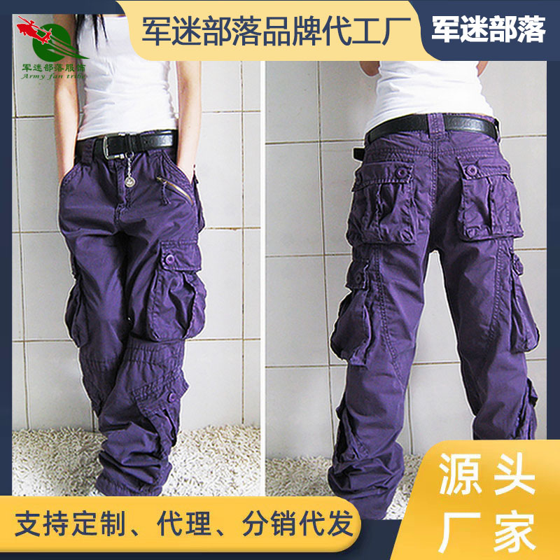 美式复古工装裤女欧美多口袋宽松长裤日系高腰直筒运动休闲阔腿裤