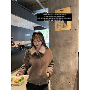 ski by Tannin赤兔暖冬巡游羊羔毛复古显瘦立领拉链皮毛一体外套