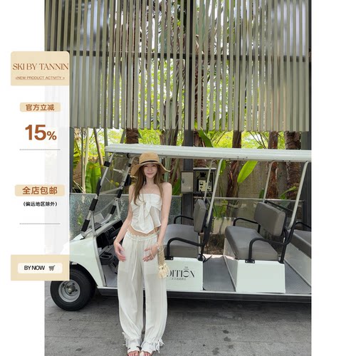 skibyTannin灯笼蕾丝休闲裤