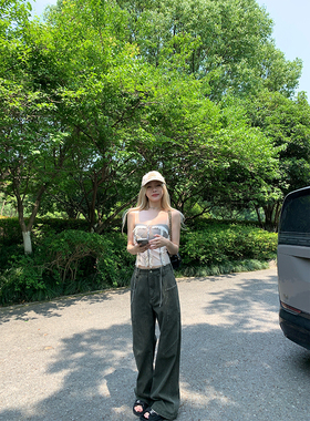 ski by Tannin赤兔Girls Power颜色特别工装休闲显瘦砂洗直筒裤女