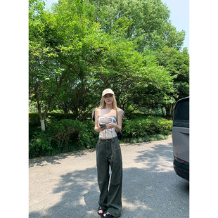 ski by Tannin赤兔Girls Power颜色特别工装休闲显瘦砂洗直筒裤女